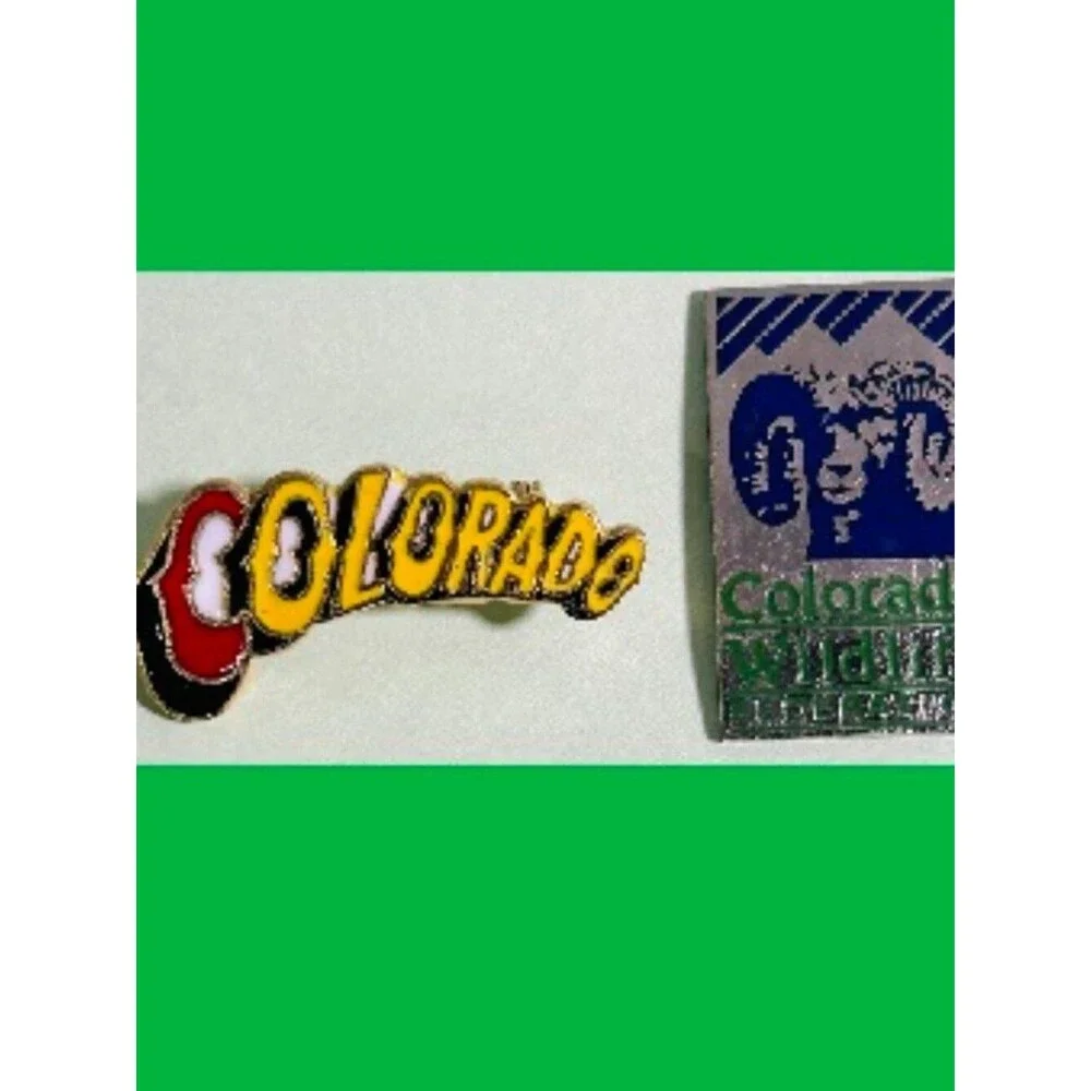 Colorado Wildlife Federation + COLORADO  2 brass enameled  Pins
